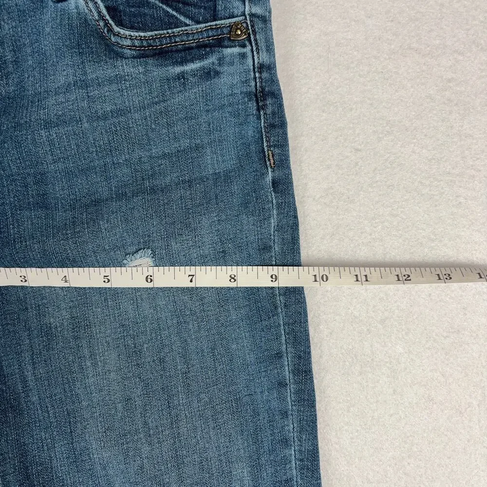 KUT from the Kloth Katy Ankle Straight Jeans Women's 4 Blue Mid Rise Distressed